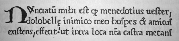 A sample of the humanist blackletter hybrid from Gasparini Epistolae