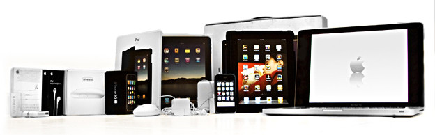 Photo of a cut of the Apple device range.